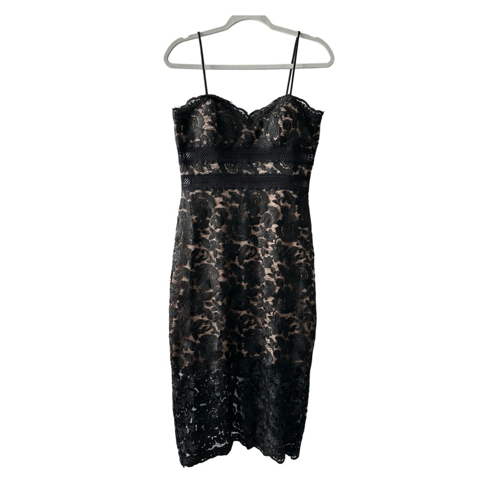 XSCAPE Black Lace Dress. MIDI